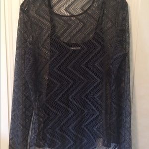Lace Illusion Top with Black Camisole